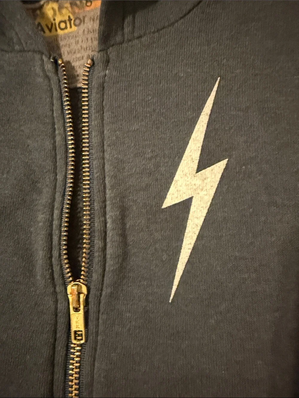 Kids Navy Zip Hoodie with Lightning Bolt - Aviator Nation